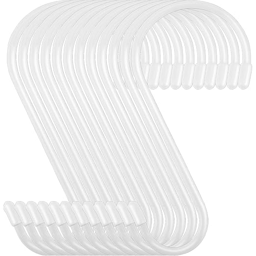 Nisoger 12 Pack 6 Inch White S Hook, Large Vinyl Coated S Hooks by Nisoger