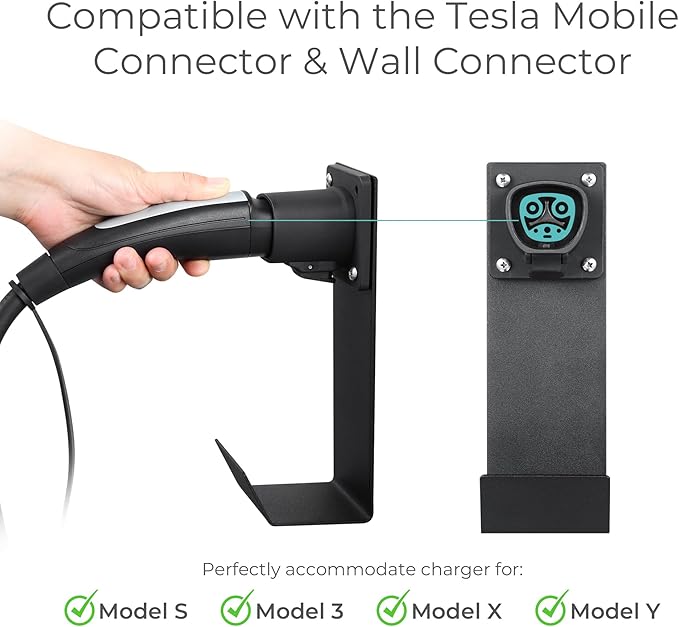 Lectron Tesla NACS Electric Vehicle Charger Nozzle Holster Dock & J-Hook - Image 3
