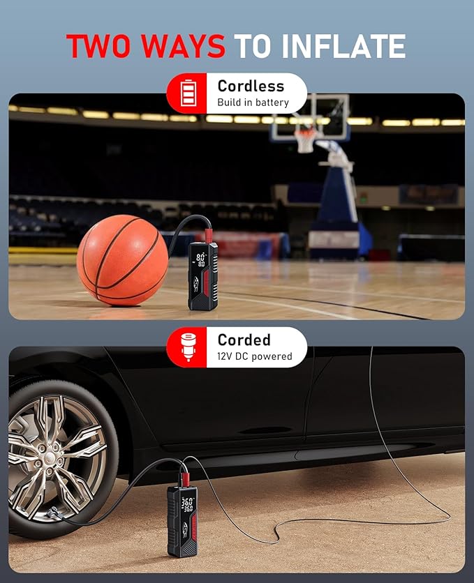 Tire Inflator Portable Air Compressor, Cordless Air Pump - Image 5