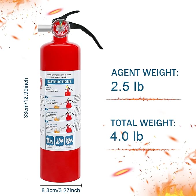 6 Pack Dry Chemical 2.5 lb ABC Fire Extinguishers, Boat Use, 1A:10B:C Rating - Image 7