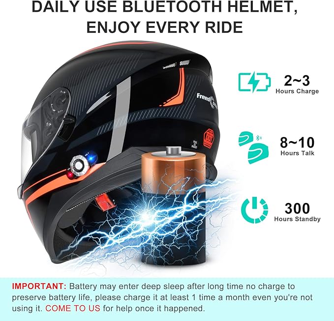 Bluetooth Motorcycle Helmet FreedConn BM12 DOT Full Face Bluetooth Helmets - Image 7