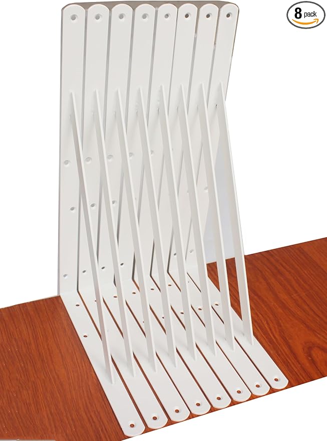 8 Pack L16 x H 10" White Heavy Duty Shelf Brackets by MHMYDZ