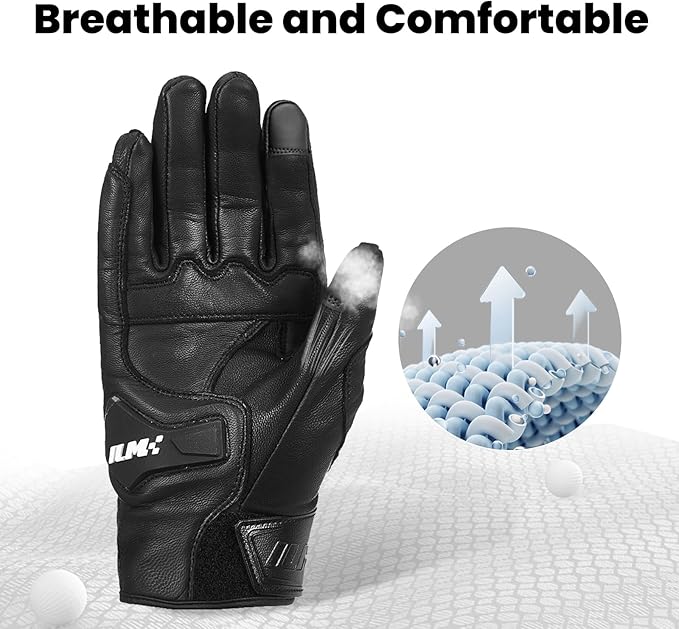 ILM Goatskin Leather Motorcycle Motorbike Powersports Racing Gloves Touchscreen - Image 5