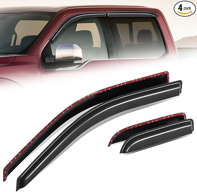 Auto Dynasty 4Pcs Carbon Fiber Pattern Window Visors Compatible by AutoDynasty