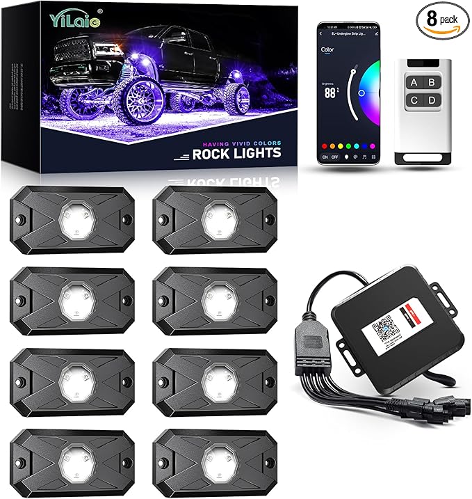 YiLaie RGB LED Rock Lights Kit 8Pods by YiLaie