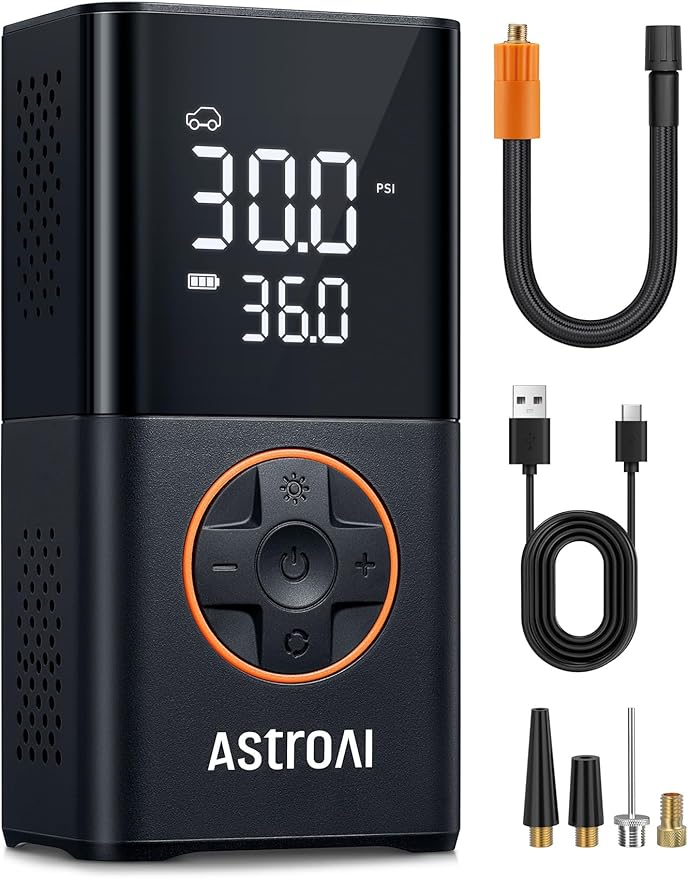 AstroAI L7 Tire Inflator Portable Air Compressor Cordless Mini Bike Pump by AstroAI