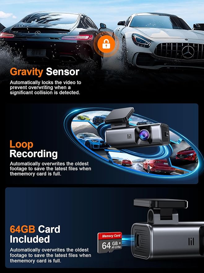 4K Dash Cam Front, Built-in 5G WiFi, 64GB Card Included, Dash Camera - Image 6