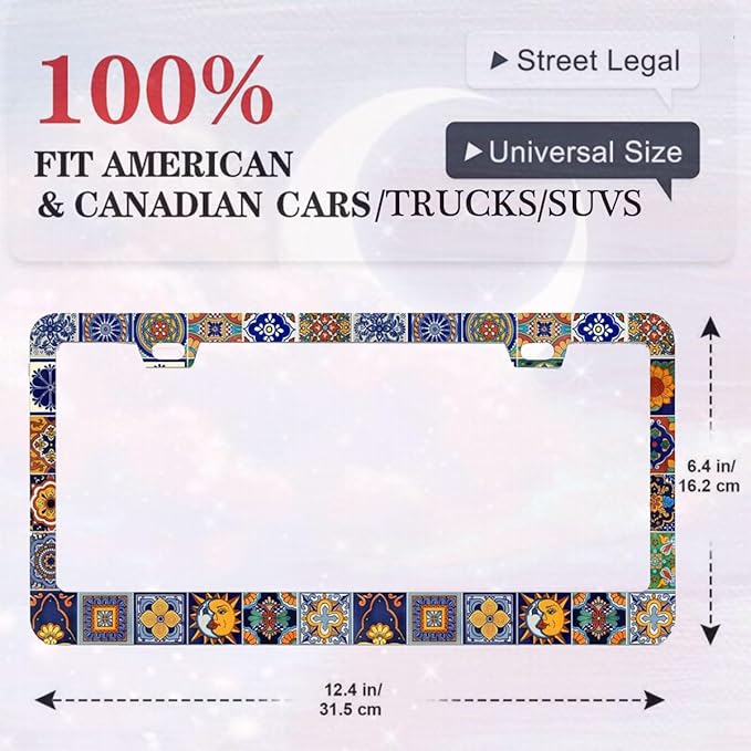 2Pack Mexican Tiles License Plate Frames Mandala Boho License Plate Frame Car - Image 5