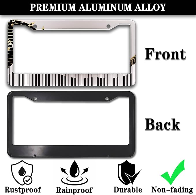 License Plate Bracket Black and White License Plate Frames Beautiful Piano Keys - Image 3