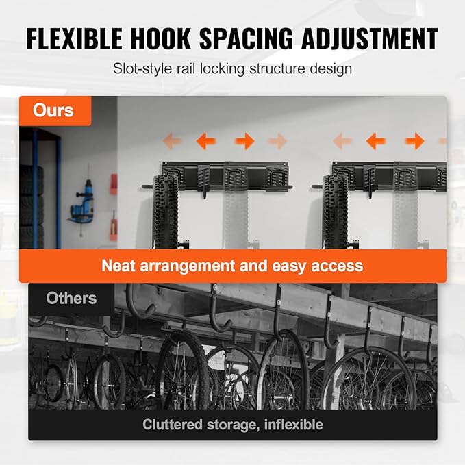 VEVOR Bike Storage Rack, 6 Bike Racks and 6 Helmets Hooks, Wall Mount Bike - Image 5