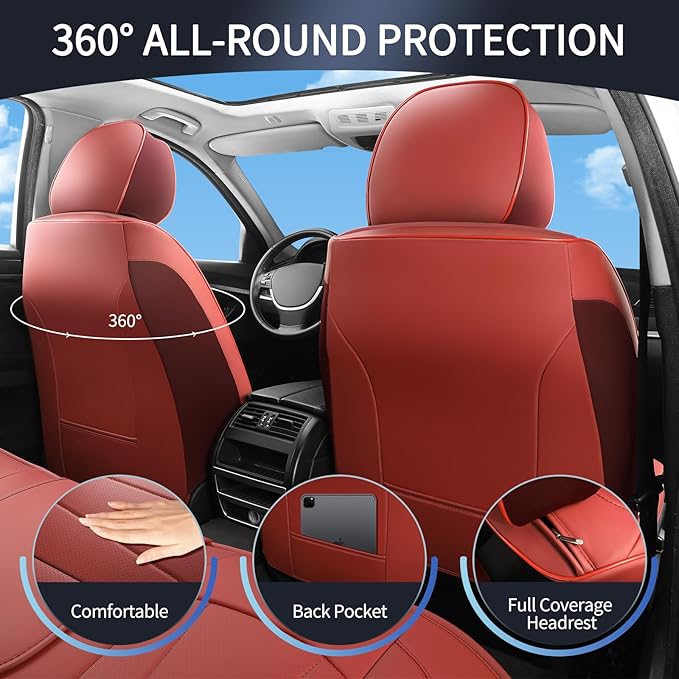 Car Seat Covers Full Set, Leather Automotive Seat Covers, Breathable Waterproof - Image 5