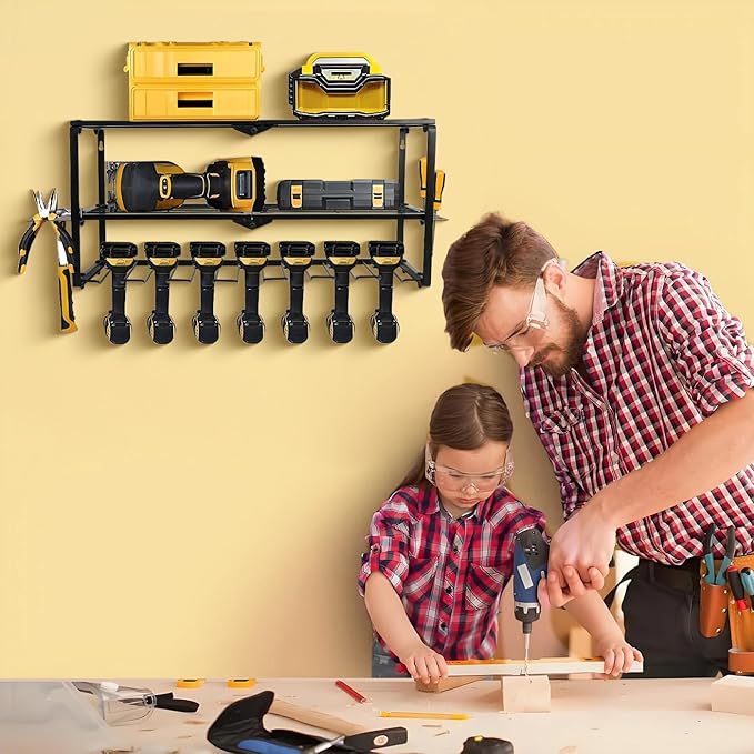 Wall Mount Power Tool Organizer, 3 Layer 7 Drill Hangers Storage Rack, Tool - Image 7