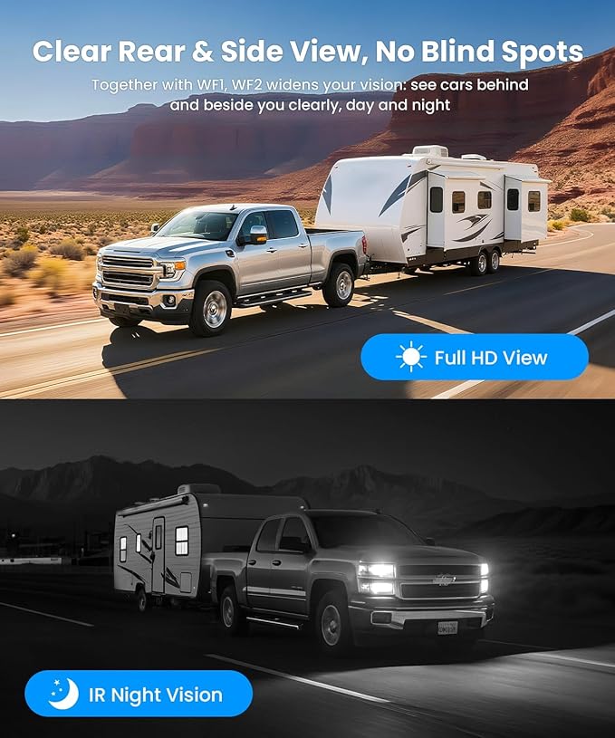 AUTO-VOX RV Backup Camera Wireless System: Left/Right Side Cameras, Adjustable - Image 2