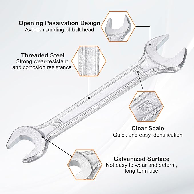 HARFINGTON 2pcs Double Open End Wrench 12mm x 13mm Metric 15 Degree Offset - Image 4