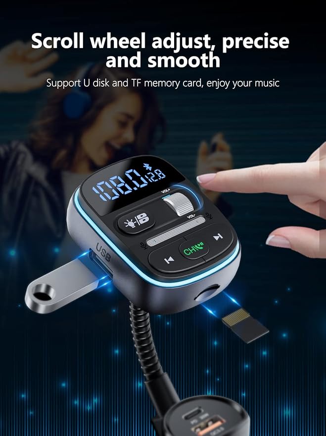 LENCENT Bluetooth FM Transmitter PD 30W, Hi-Fi Bass Music, Wireless Radio - Image 6