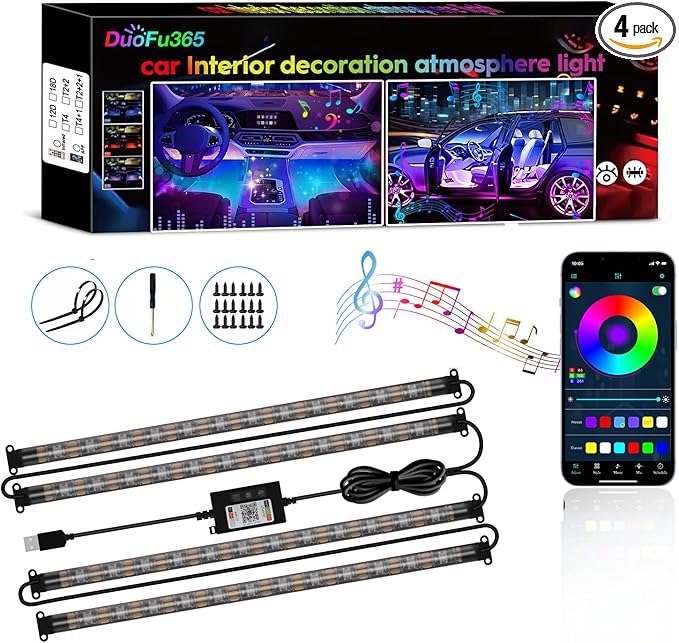Car Led Strip Lights, RGB Truck Interior Lights by DUOFU365