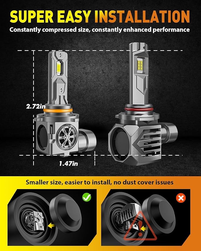 9005/HB3 LED Bulbs, 000LM 900% Ultra Brightness, 1:1 Halogen Size, 6500K Cool - Image 5
