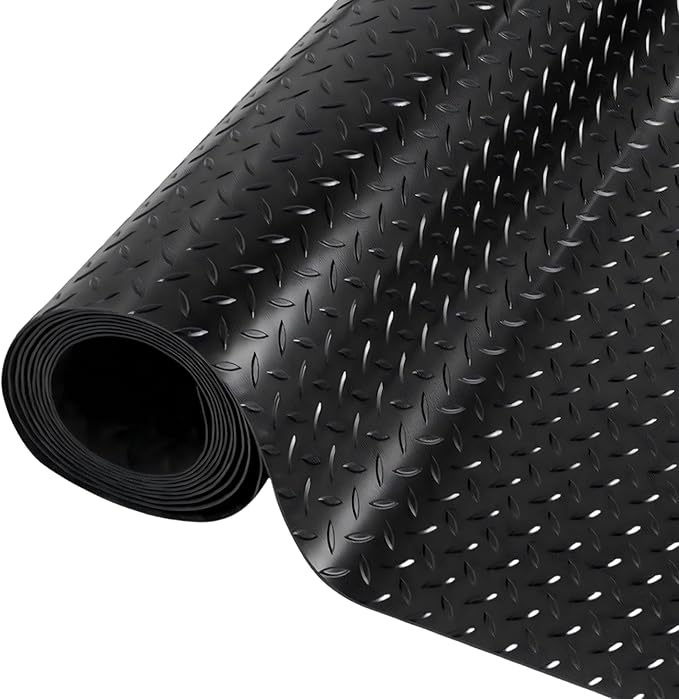 Nisorpa 16'5'' x 3'4'' Diamond Plate Flooring Roll, Rubber Garage Floor Mat by Nisorpa