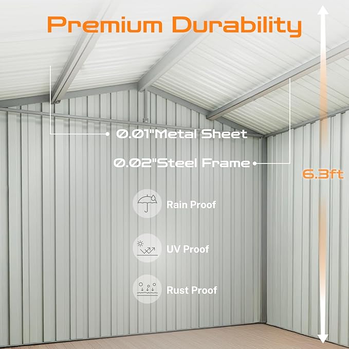 6 x 4 FT Outdoor Storage Metal Shed, Bike Garden Tool Shed - Image 6