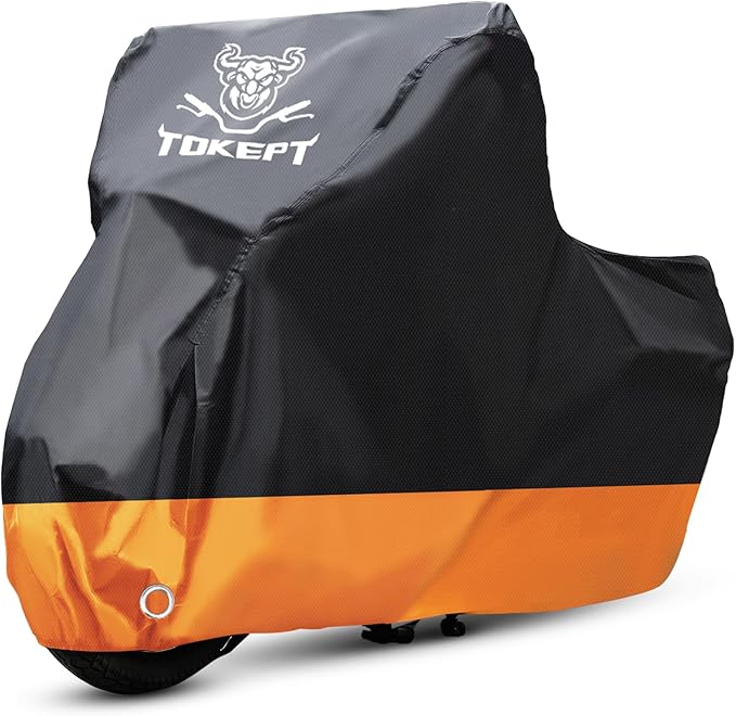 Motorcycle Cover, All-Season Waterproof Outdoor Sun Protection Fit up to 96 by Tokept