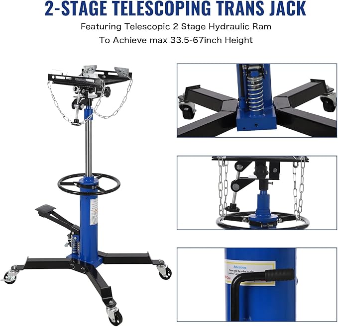 Hydraulic Transmission Jack 1100 LBS Capacity 33.8"-72.8" Lifting Height 2 - Image 5
