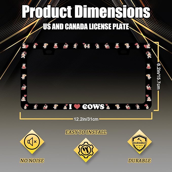 Cow License Plate Frame Cute I Love Cows License Plate Holder - Image 2