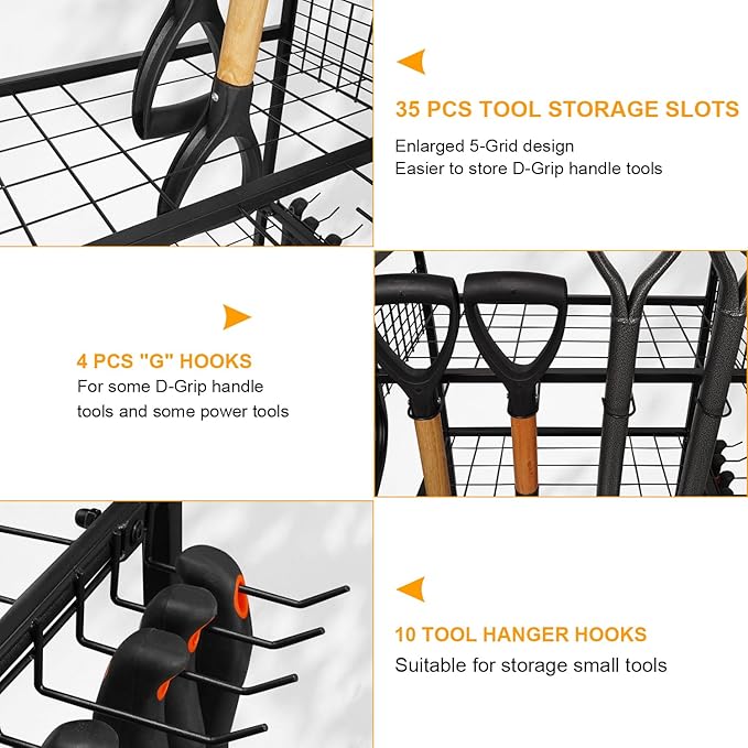FZK Garden Tool Organizer, Heavy Duty Steel Yard Tool Organizer - Image 4