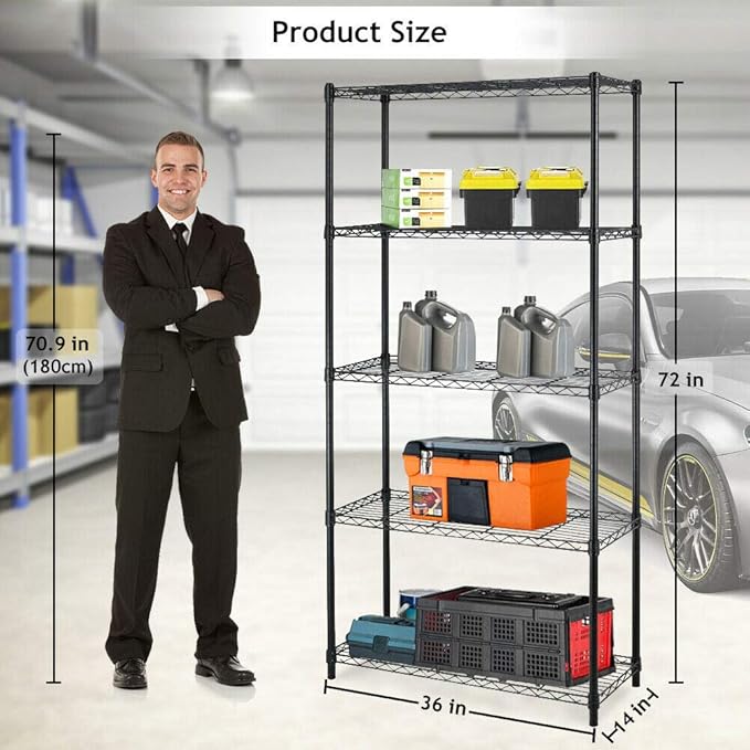 Wire Shelving Unit Commercial Metal Shelf Adjustable Layer Rack Strong Steel - Image 3