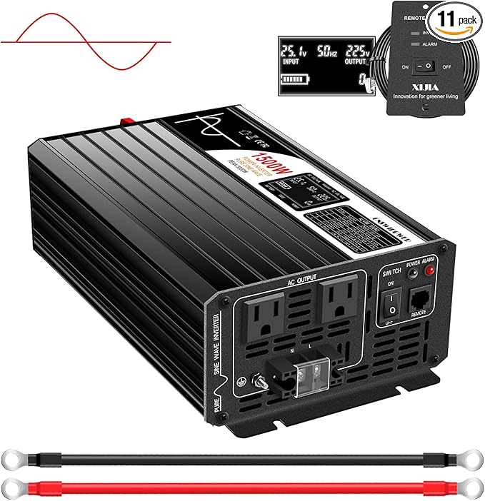 Xijia 1500W LCD-Dispaly 48v to 120v Pure sine Wave 60HZ Solar Inverter by XIJIA