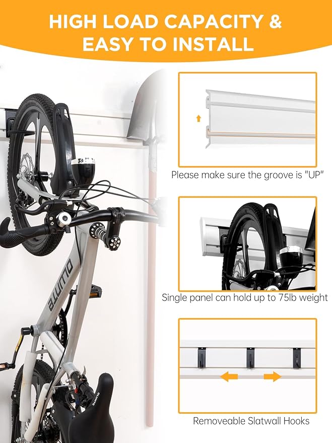 Garage Tool Organizer Wall Mount Slat Wall Paneling Yard Tool Storage - Image 3