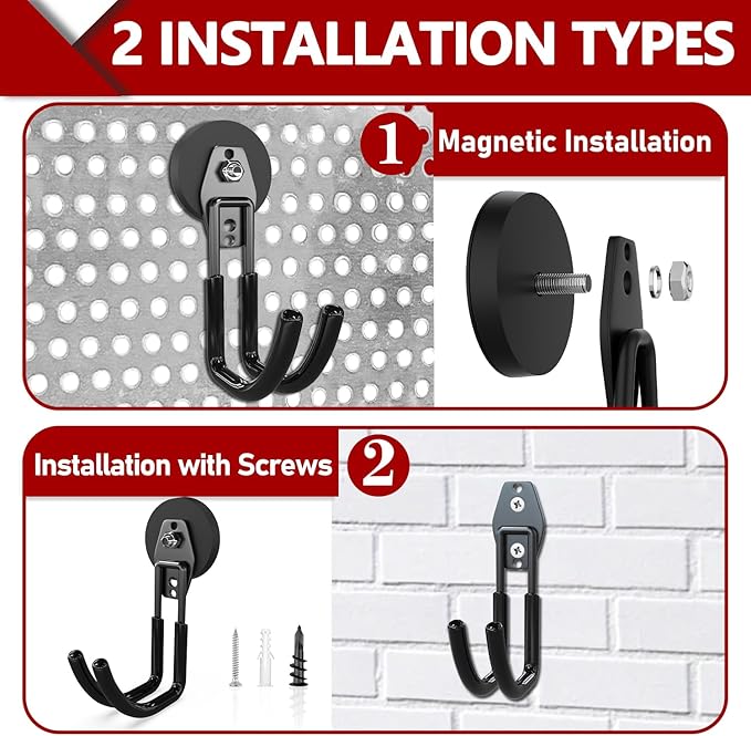 3-H Heavy Duty Magnet Garage Hooks 2 Pack, J Shape Strong Magnetic Hooks - Image 2