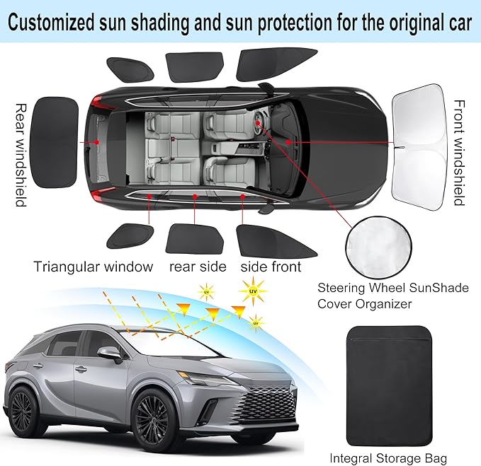 TINGLU Window Shades for Lexus RX 2023 2024 2025 Accessories Car Side Full - Image 3
