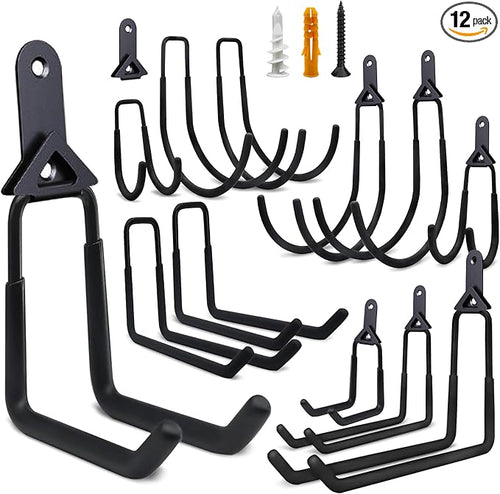 12 Pack Garage Hooks, Detachable Garage Storage Hooks Steel Heavy Duty Utility by Vehookin
