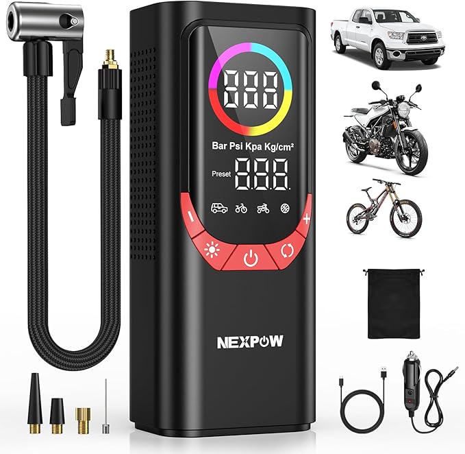 NEXPOW NP17 Portable Air Compressor, 150 PSI Digital Tire Inflator, Fast by NEXPOW