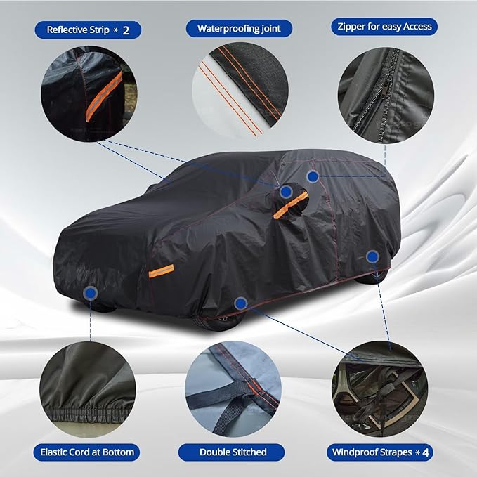 6 Layer Heavy Duty SUV Car Cover Waterproof All Weather Protection - Image 3