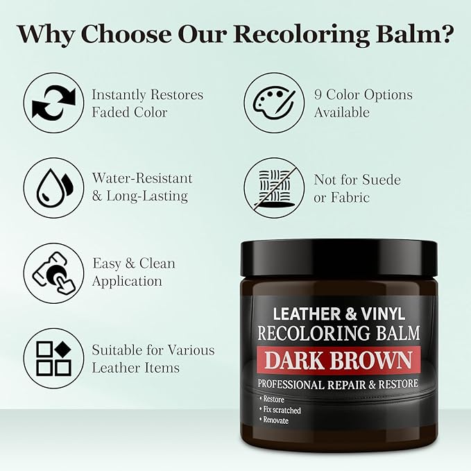 Leather Color Restorer, Leather Recoloring Balm, Scratch Remover, Leather Dye - Image 7