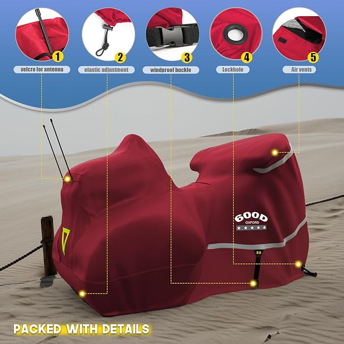 Rosefray Trike Cover, Motorcycle Cover Heavy Duty 600D Waterproof forTrike - Image 5
