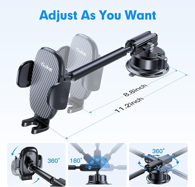 isuke Phone Holder for Your Car, Aluminum Alloy Phone Holder for Car Dashboard - Image 4
