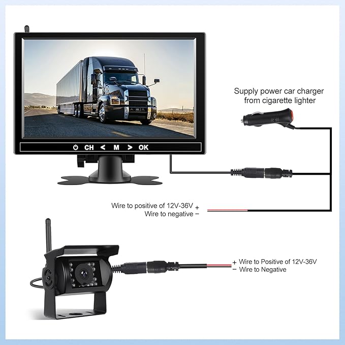 1080P Wireless RV Backup Camera System, 9 Inch Reverse Camera Monitor - Image 3