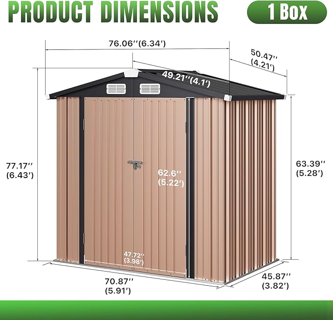 Aoxun 6'x4' Outdoor Storage Shed - Image 7