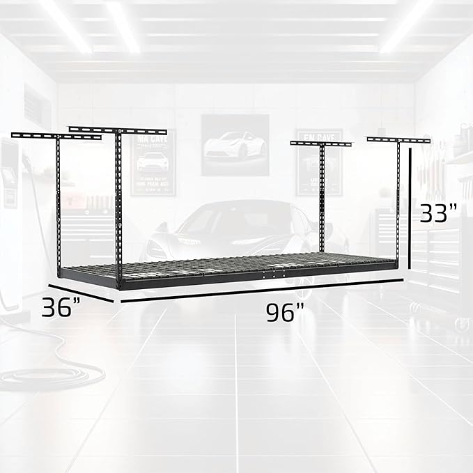 MonsterRax Overhead Garage Storage Racks 3x8’ Ceiling Mounted Shelving - Image 2