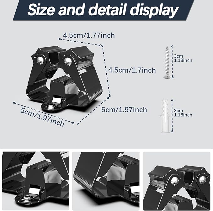 3-H Stainless Steel Broom Holder Wall Mount 20-Pack- Heavy Duty Mop Organizer - Image 4