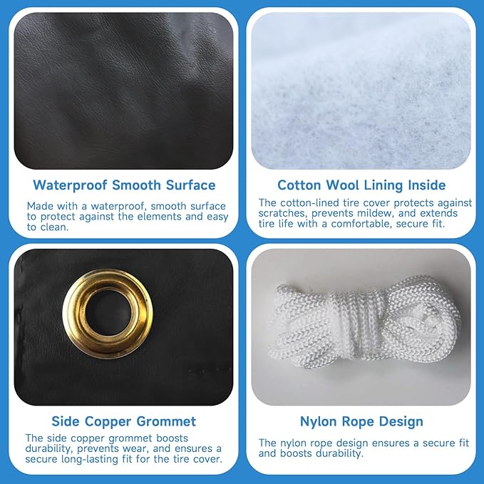 RV Tire Covers Set of 4, Tough Waterproof Wheel Protector - Image 8