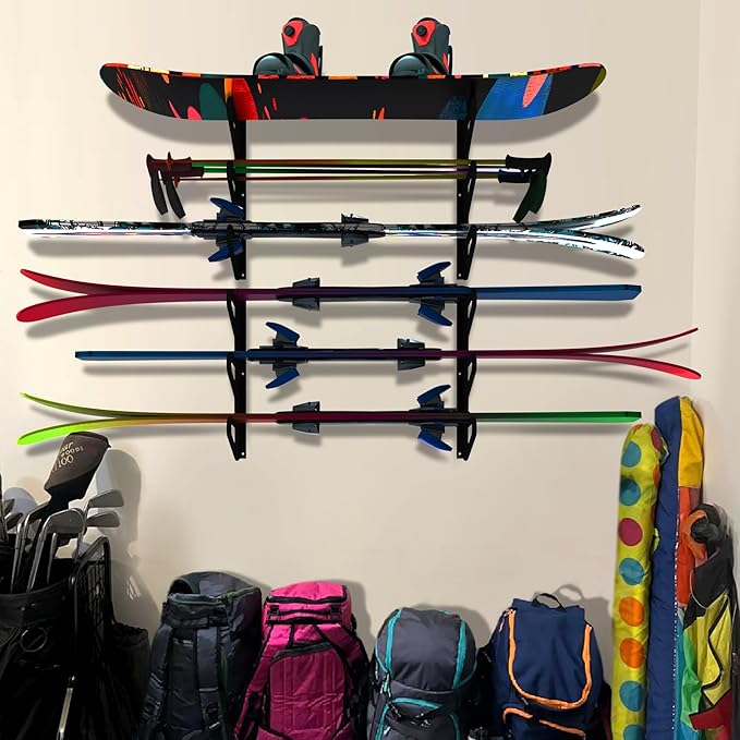 UNITEDPOWER Ski Storage Rack, Wall Mounted Snowboard Organizer Shelf, Wall - Image 7
