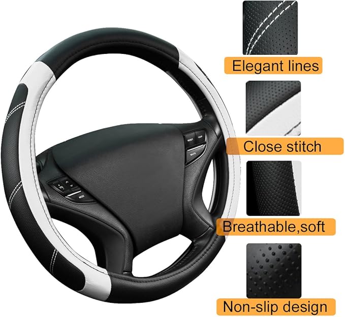 CAR PASS Line Rider Microfiber Leather Sporty Steering Wheel Cover Universal - Image 4