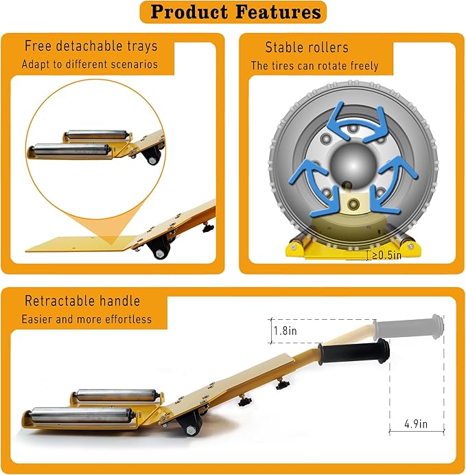 Adjustable Portable Tire Jack, Detachable Roller Plate, Heavy-Duty Tire Lifting - Image 5