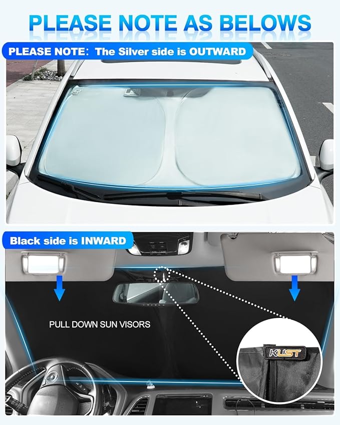 KUST Windshield Sun Shade for Audi Q8 2019-2023 2024 2025 2026 Window Shade Sun - Image 3