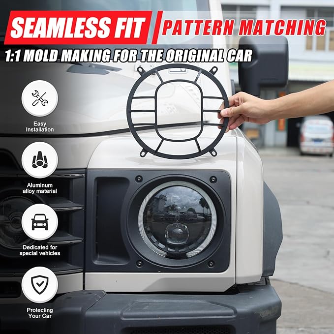 2 PCS Aluminum Alloy Car Headlight Cover Compatible - Image 4