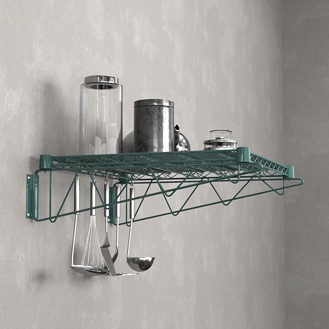 24" x 24" Green Epoxy Wire Wall Mount Shelf - Image 2