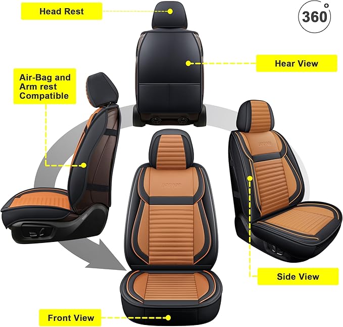 LINGVIDO Car Seat Covers, Breathable and Waterproof Faux Leather Automotive - Image 2